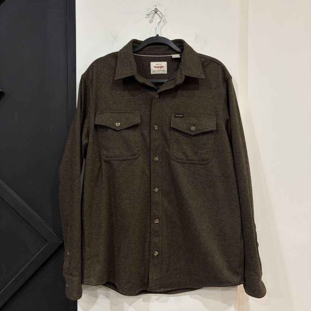Wrangler Button Up Knit Flannel Shirt Size Men’s Large Heavyweight Workwear